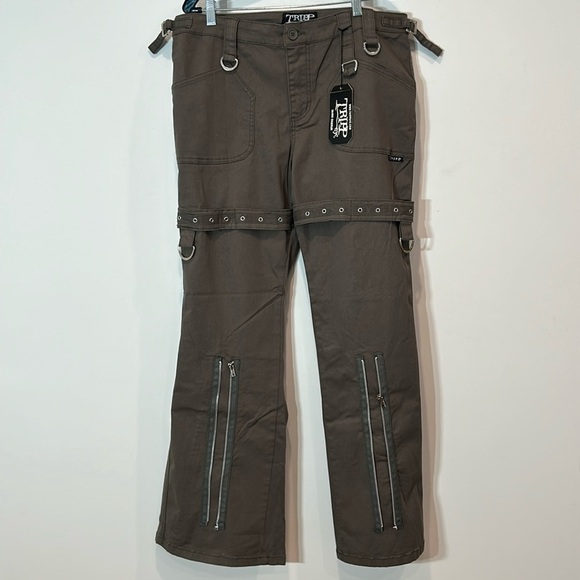 TRIPP NYC CURVE SUPER ZIPPER EYELET PANT OLIVE Plus size 14 new with tags